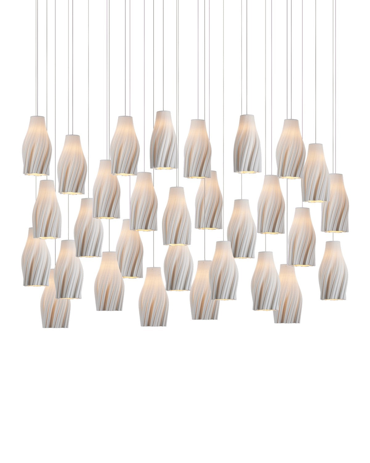 Currey and Company - 9000-1275 - 30 Light Linear Pendant - Posh - White / Silver