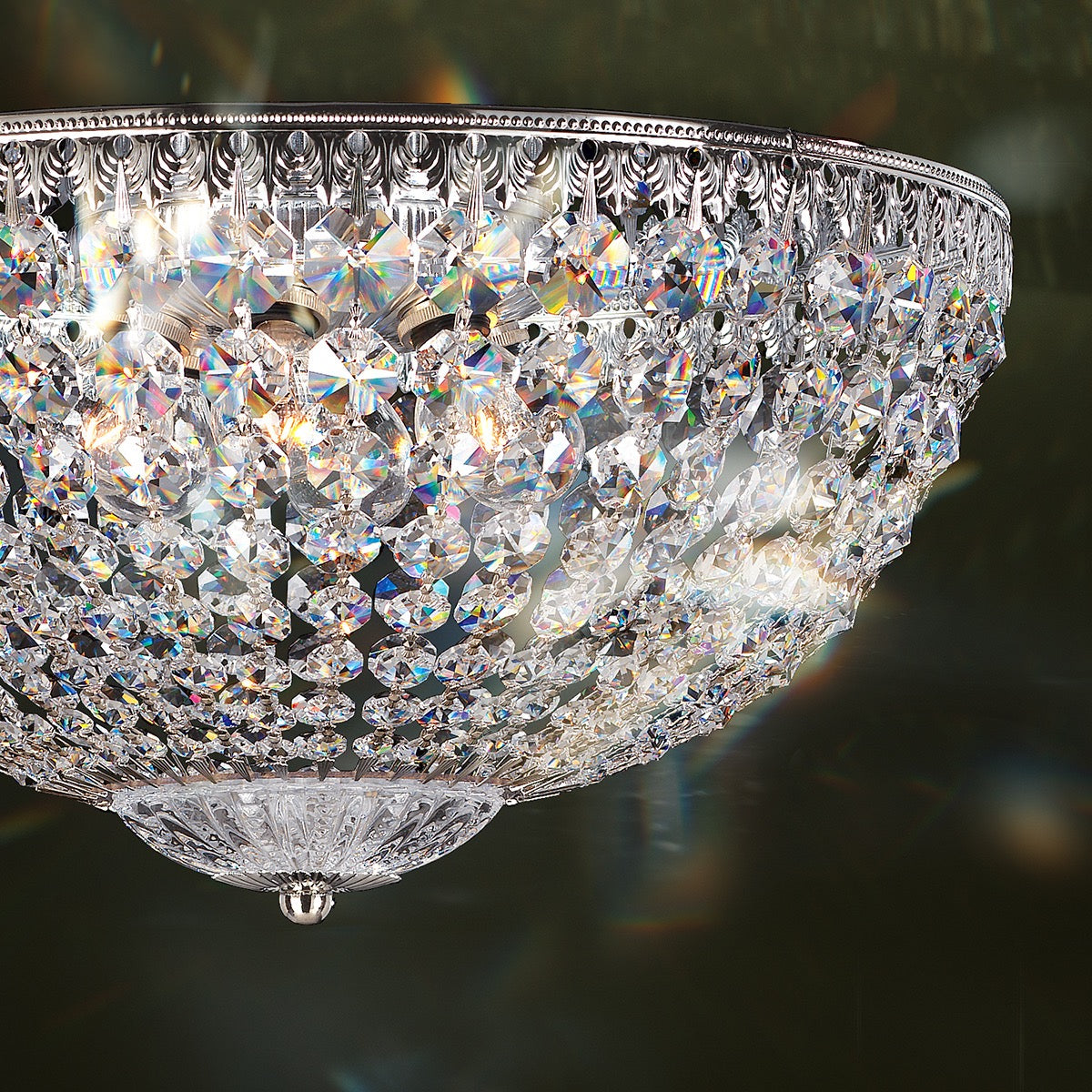 Five Light Flush Mount from the Petit Crystal collection in Polished Silver finish with Radiance crystal