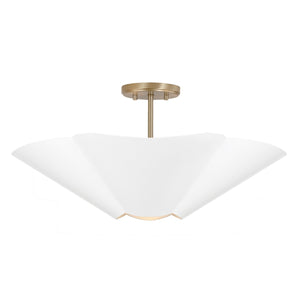 Capital Lighting - 355443RE - Four Light Pendant - Maeve - Matte Brass and White