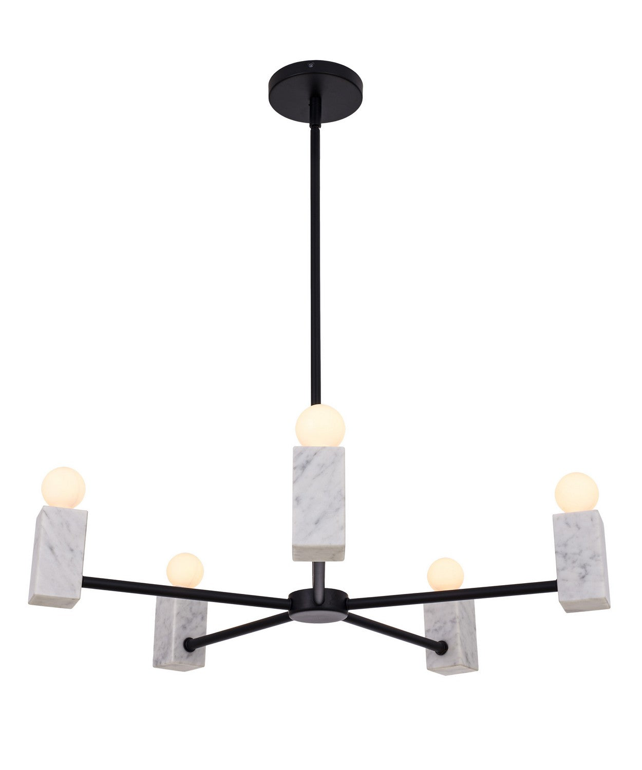 Kalco - 516571MB - Five Light Pendant - Quadra - Matte Black