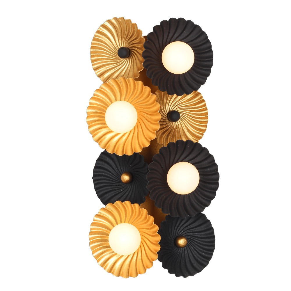 Kalco - 520321BVB - Four Light Wall Sconce - Damask - Black and Vintage Brass