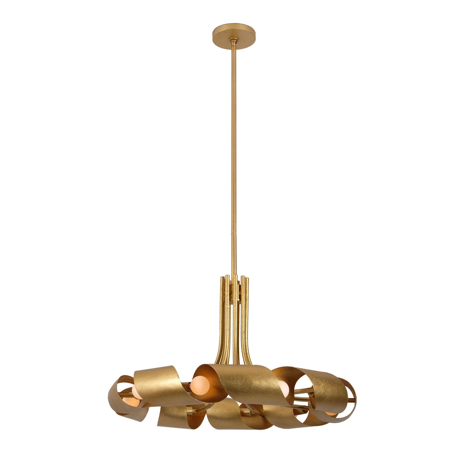 Kalco - 521951BGL - Nine Light Pendant - Ribbon - Bright Gold Leaf