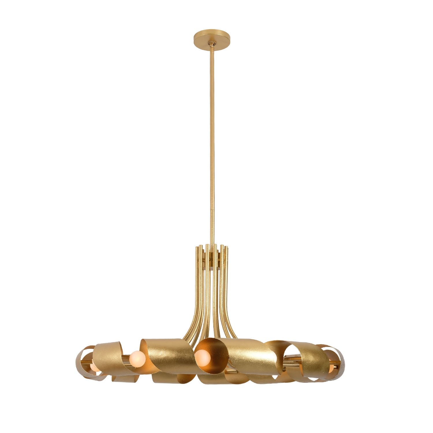 Kalco - 521952BGL - 12 Light Pendant - Ribbon - Bright Gold Leaf