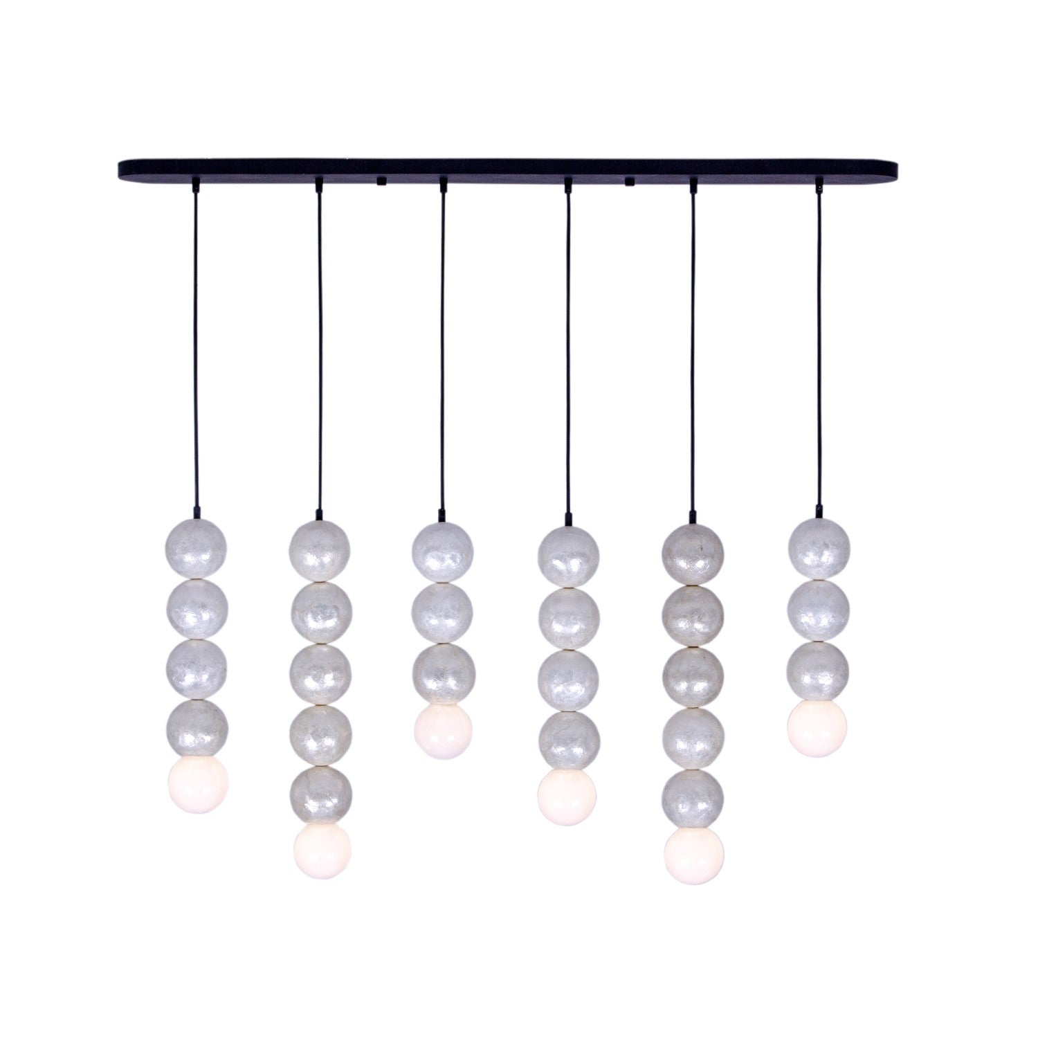 Kalco - 522066MB - Six Light Island Pendant - Pearls - Matte Black