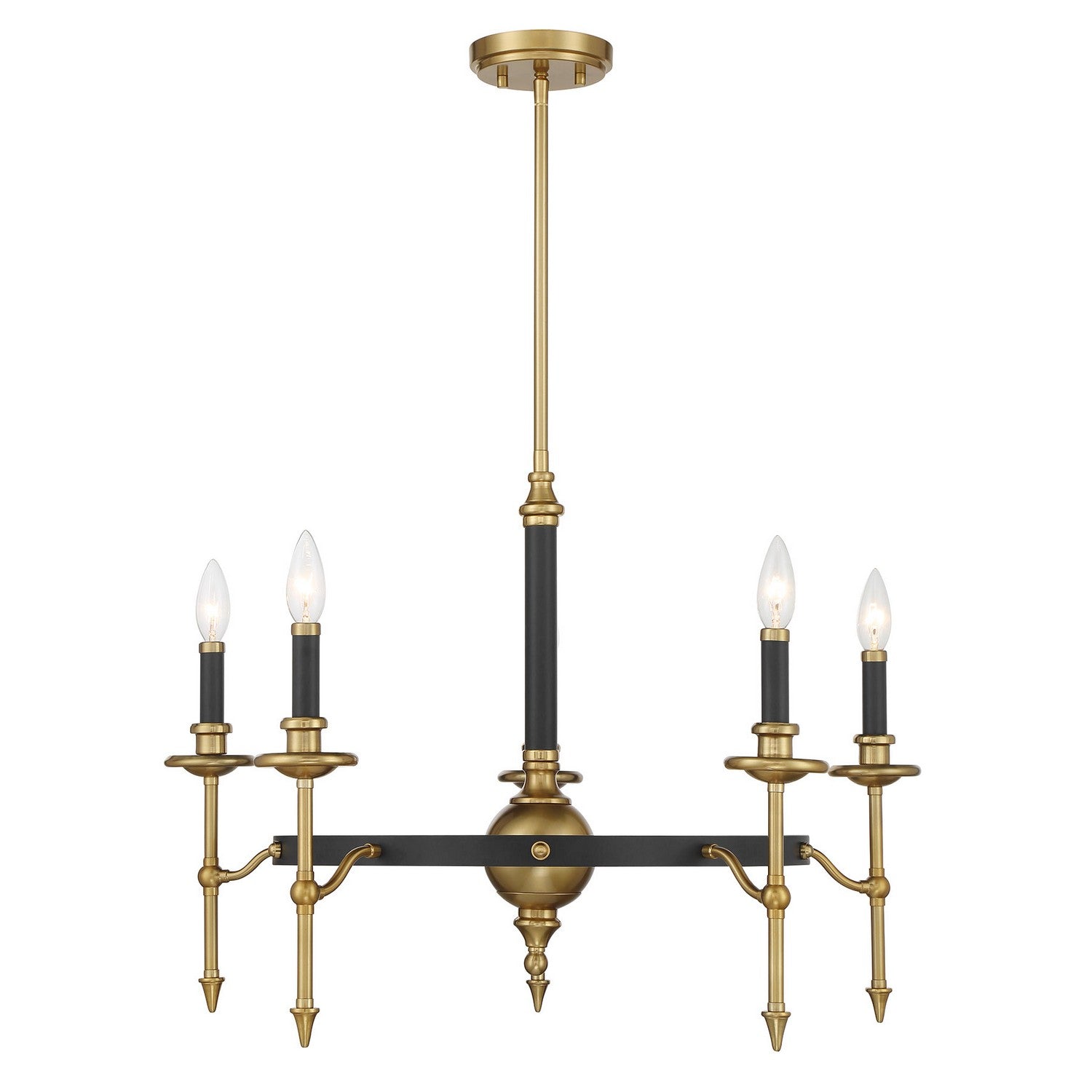 Savoy House - 1-9511-5-143 - Five Light Chandelier - Consulate - Matte Black and Warm Brass