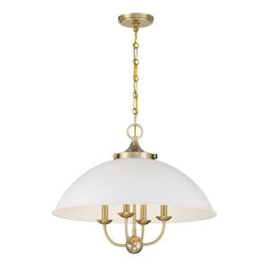 Savoy House - 7-1725-4-142 - Four Light Pendant - Monterey - White and Warm Brass