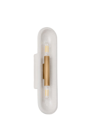 Troy Lighting - B1617-PBR/CLC - Two Light Wall Sconce - Lane - Patina Brass/Ceramic White Large Crackle