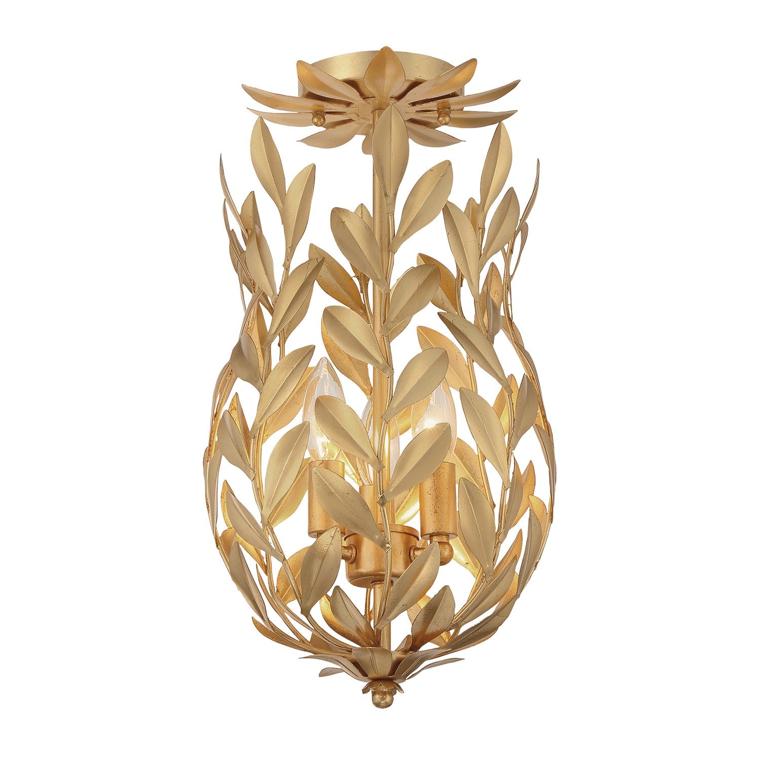 Crystorama - 563-GA_CEILING - Three Light Semi Flush Mount - Broche - Antique Gold