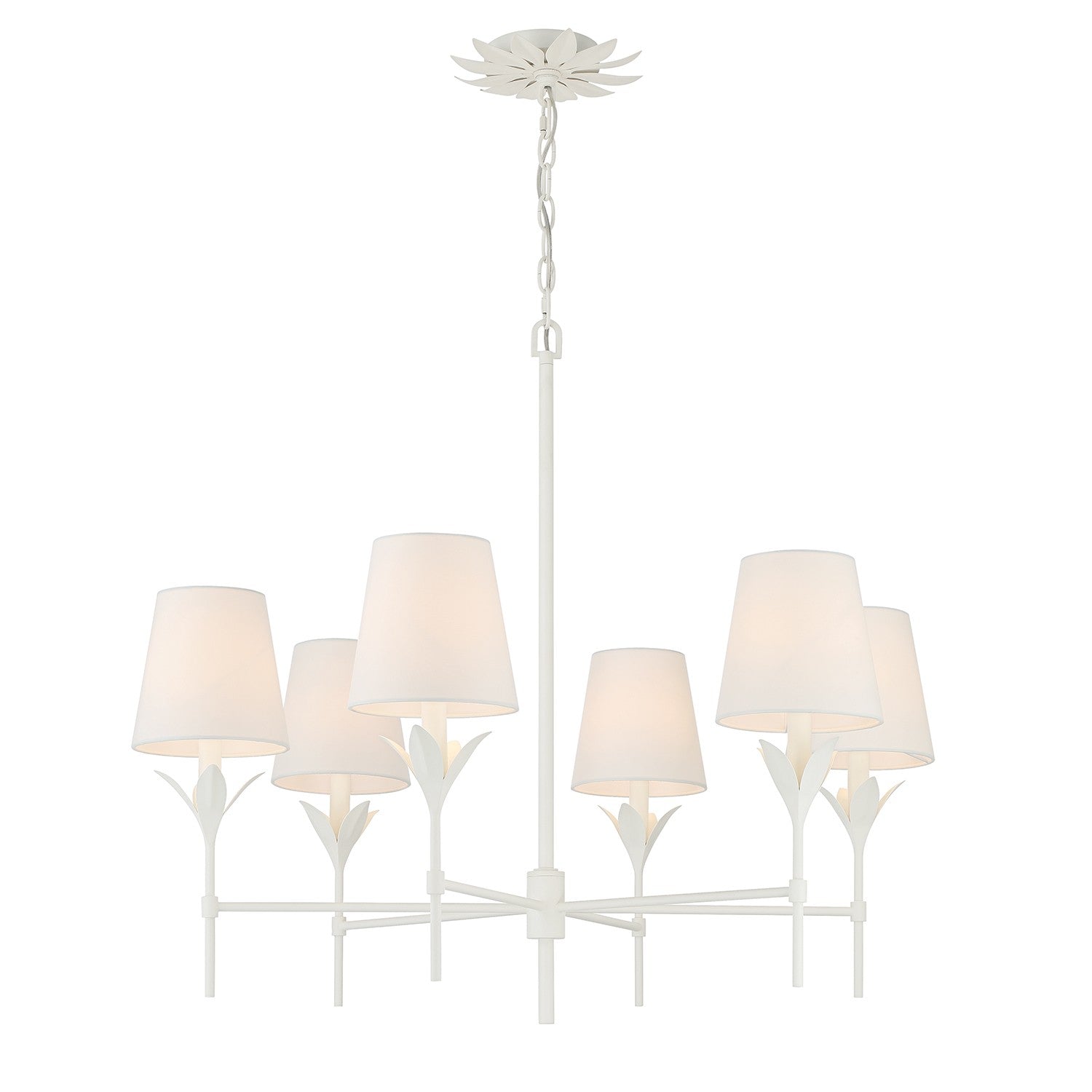 Crystorama - 568-MT - Six Light Chandelier - Broche - Matte White