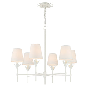 Crystorama - 568-MT - Six Light Chandelier - Broche - Matte White