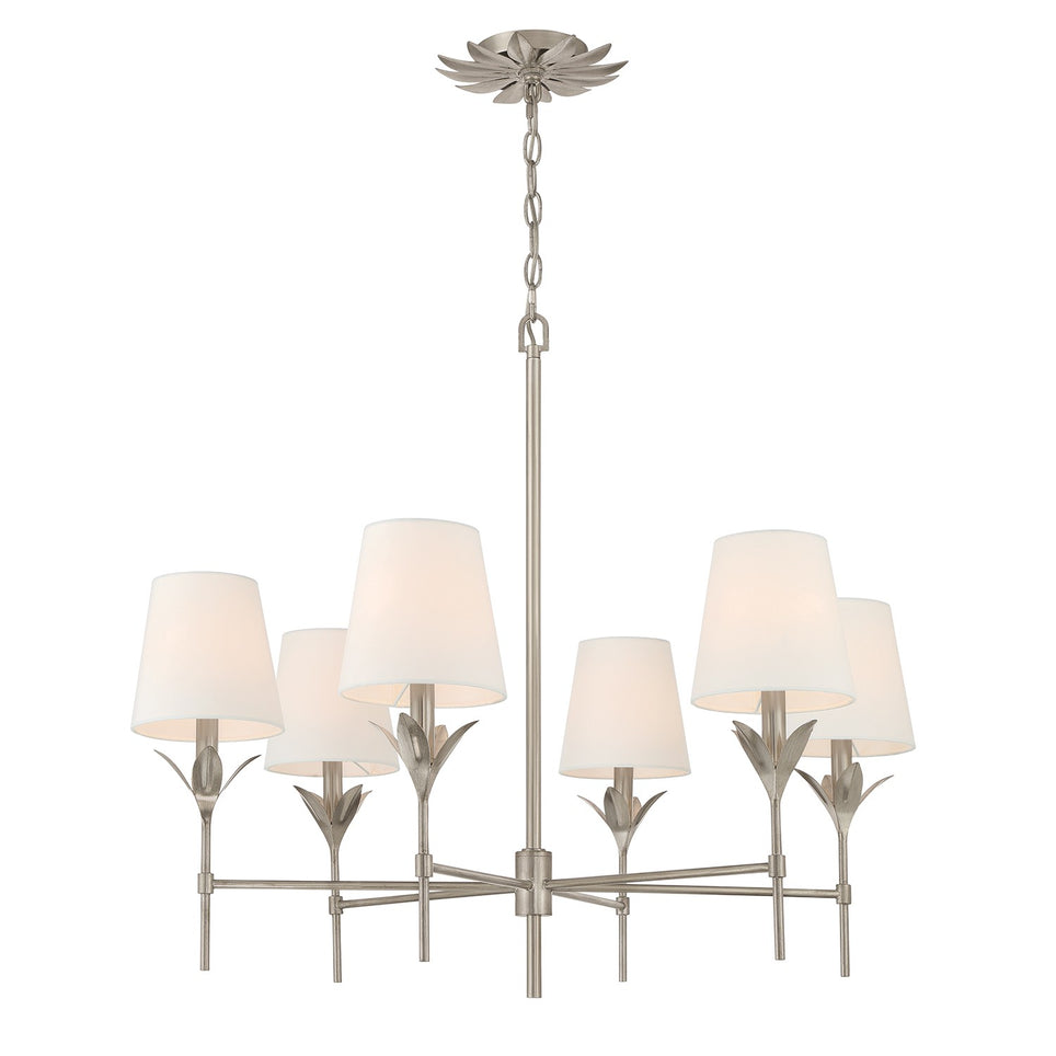 Crystorama - 568-SA - Six Light Chandelier - Broche - Antique Silver
