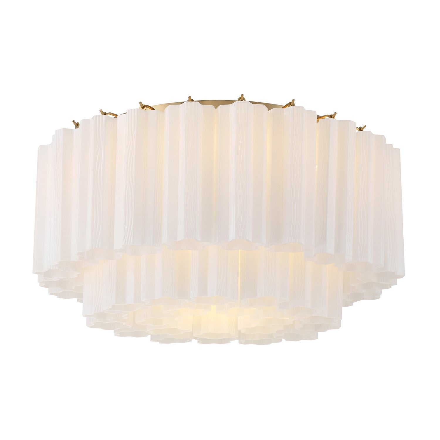 Crystorama - ADD-321-AG-WH - Seven Light Flush Mount - Addis - Aged Brass