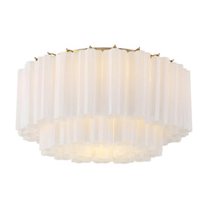Crystorama - ADD-321-AG-WH - Seven Light Flush Mount - Addis - Aged Brass