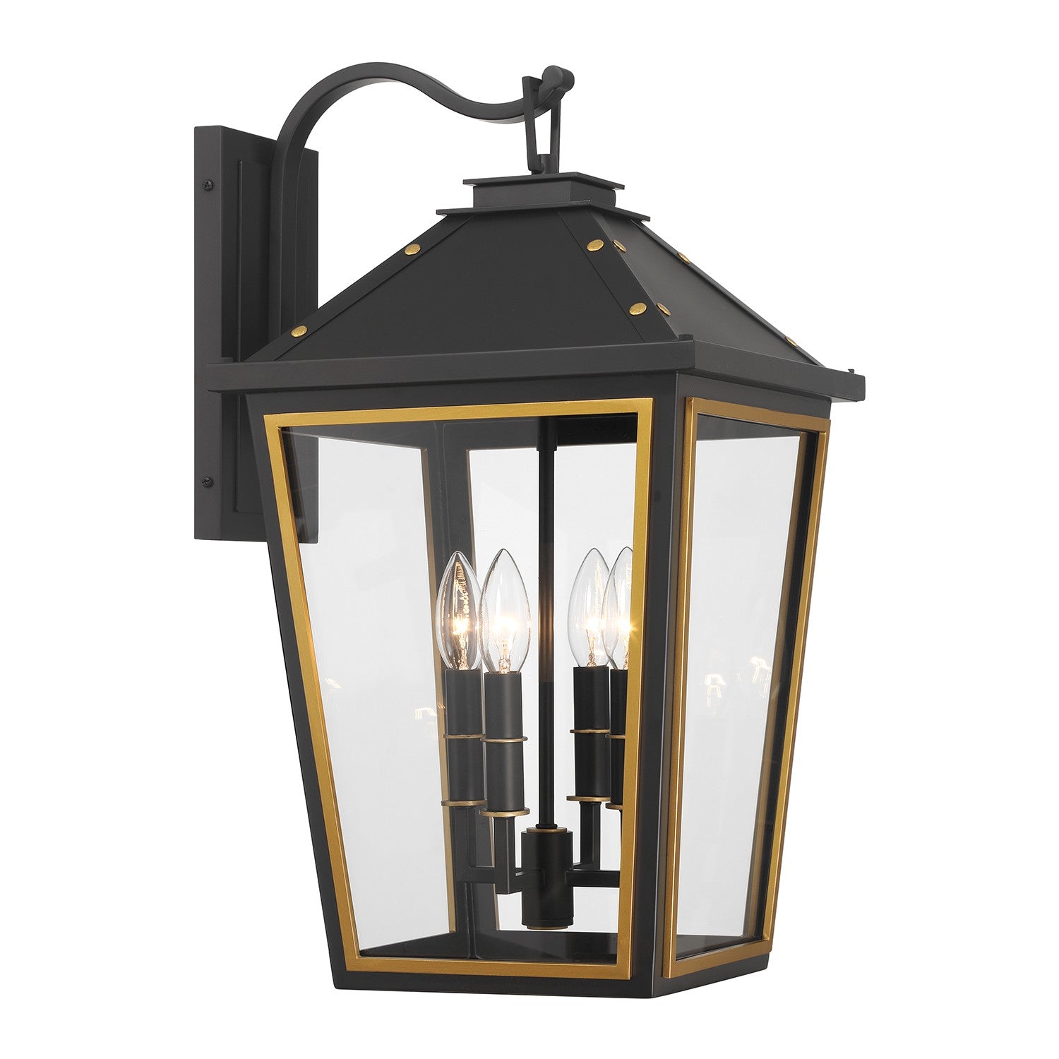 Crystorama - HAW-603-MK-TG - Four Light Outdoor Wall Sconce - Hawkins - Matte Black + Textured Gold