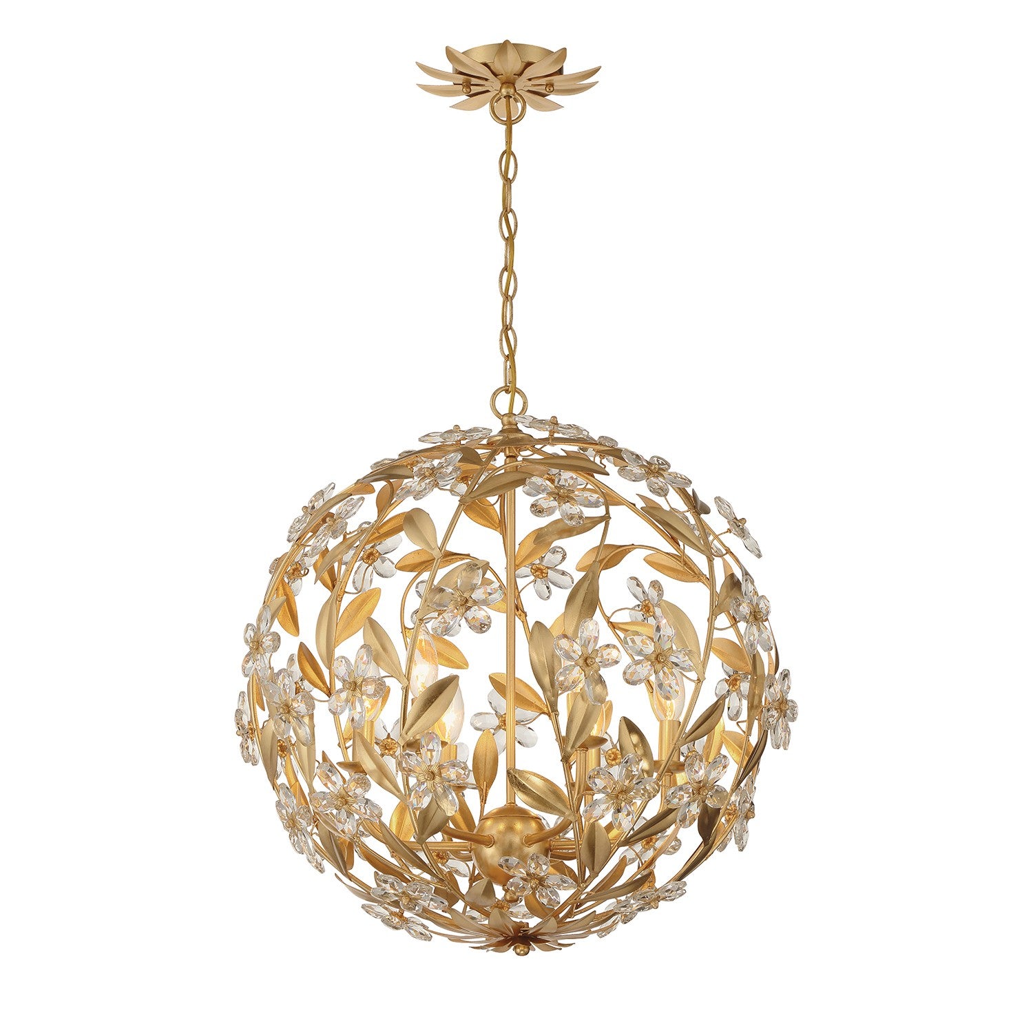 Crystorama - MSL-316-GA - Six Light Pendant - Marselle - Antique Gold