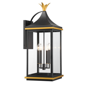 Crystorama - SIM-804-MK-TG - Four Light Outdoor Wall Sconce - Simpson - Matte Black + Textured Gold