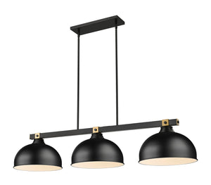 Z-Lite - 1955-3MB-RB-D13MB - Three Light Billiard - Bronte - Matte Black + Rubbed Brass