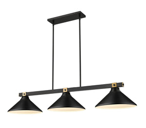 Z-Lite - 1955-3MB-RB-MMB - Three Light Billiard - Bronte - Matte Black + Rubbed Brass