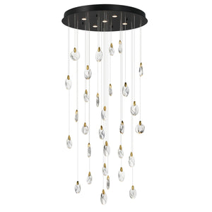 ET2 - E11070-122BKPG - LED Pendant - Pebble - Black / Polished Gold