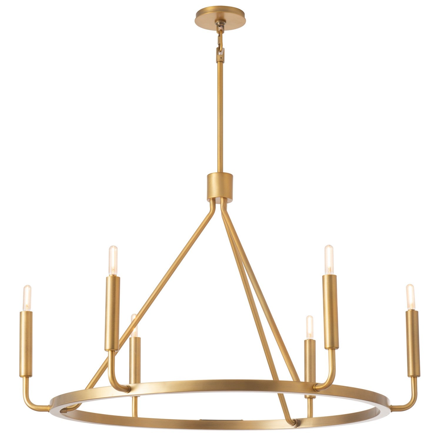 Robert Abbey - 1408 - Six Light Chandelier - Mavisten Edition Carbonia - Lacquered Burnished Brass