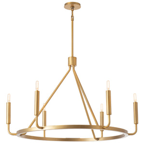 Robert Abbey - 1408 - Six Light Chandelier - Mavisten Edition Carbonia - Lacquered Burnished Brass