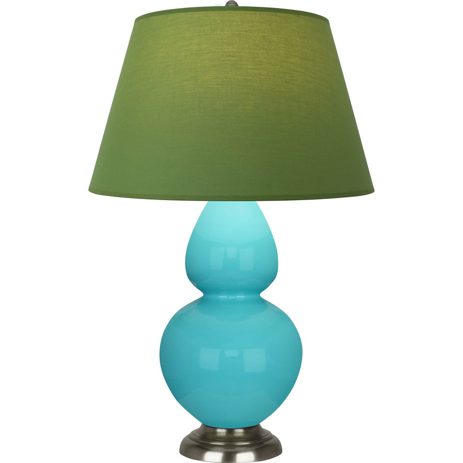 Robert Abbey - 1741G - One Light Table Lamp - Double Gourd - Egg Blue Glazed Ceramic w/Antique Silver