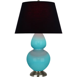 Robert Abbey - 1741K - One Light Table Lamp - Double Gourd - Egg Blue Glazed Ceramic w/Antique Silvered