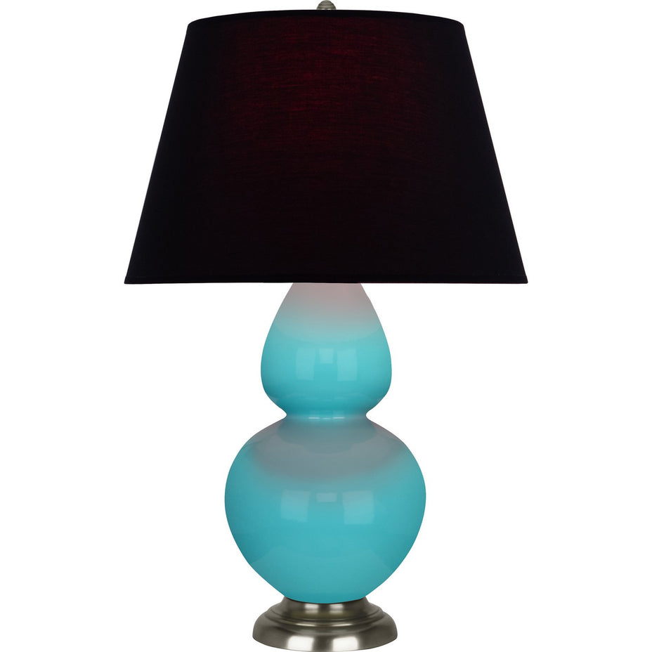 Robert Abbey - 1741K - One Light Table Lamp - Double Gourd - Egg Blue Glazed Ceramic w/Antique Silver