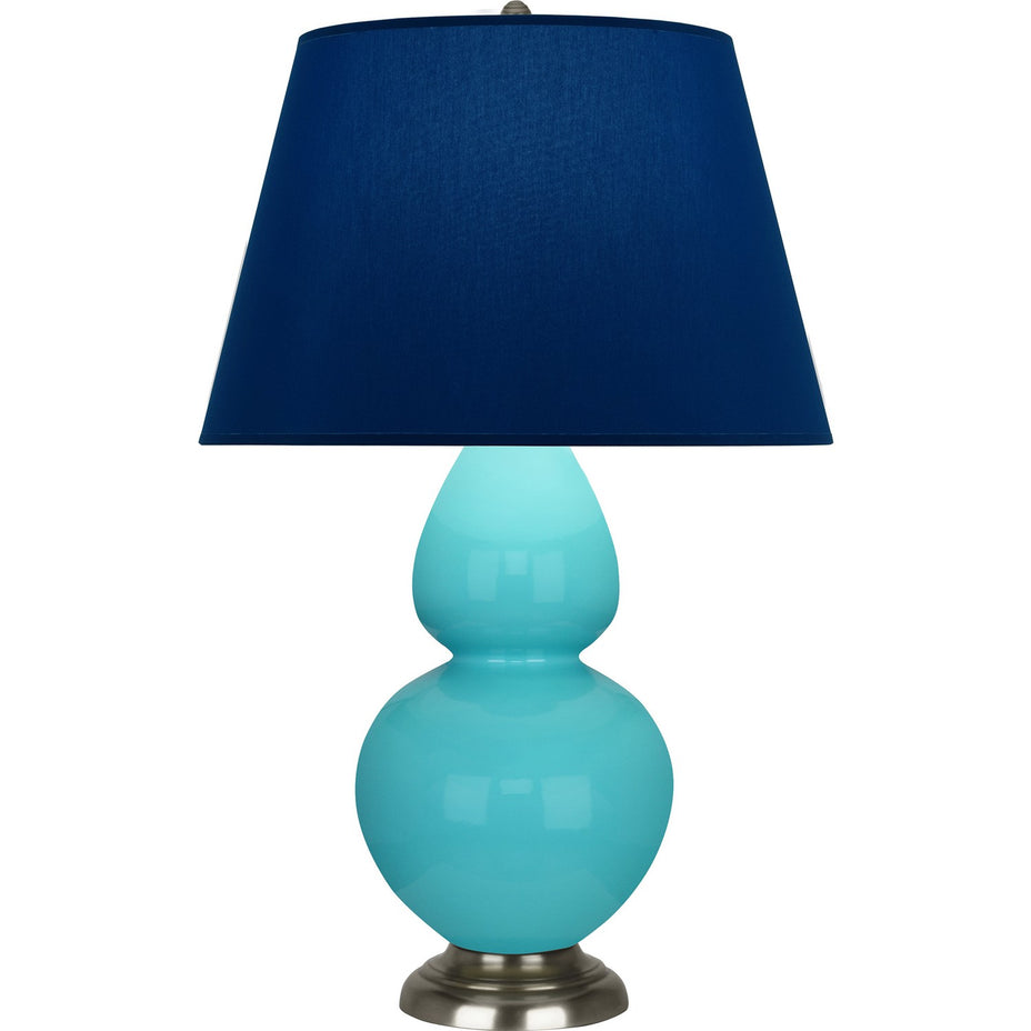 Robert Abbey - 1741N - One Light Table Lamp - Double Gourd - Egg Blue Glazed Ceramic w/Antique Silver