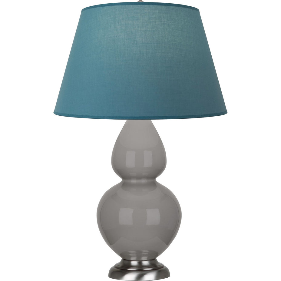 Robert Abbey - 1750B - One Light Table Lamp - Double Gourd - Smokey Taupe Glazed Ceramic w/Antique Silver