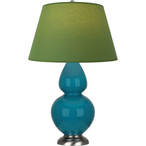 Robert Abbey - 1753G - One Light Table Lamp - Double Gourd - Peacock Glazed Ceramic w/Antique Silvered