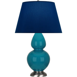 Robert Abbey - 1753N - One Light Table Lamp - Double Gourd - Peacock Glazed Ceramic w/Antique Silvered