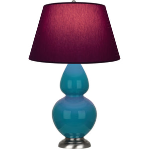 Robert Abbey - 1753P - One Light Table Lamp - Double Gourd - Peacock Glazed Ceramic w/Antique Silvered