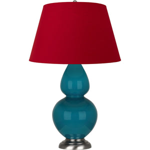 Robert Abbey - 1753R - One Light Table Lamp - Double Gourd - Peacock Glazed Ceramic w/Antique Silvered