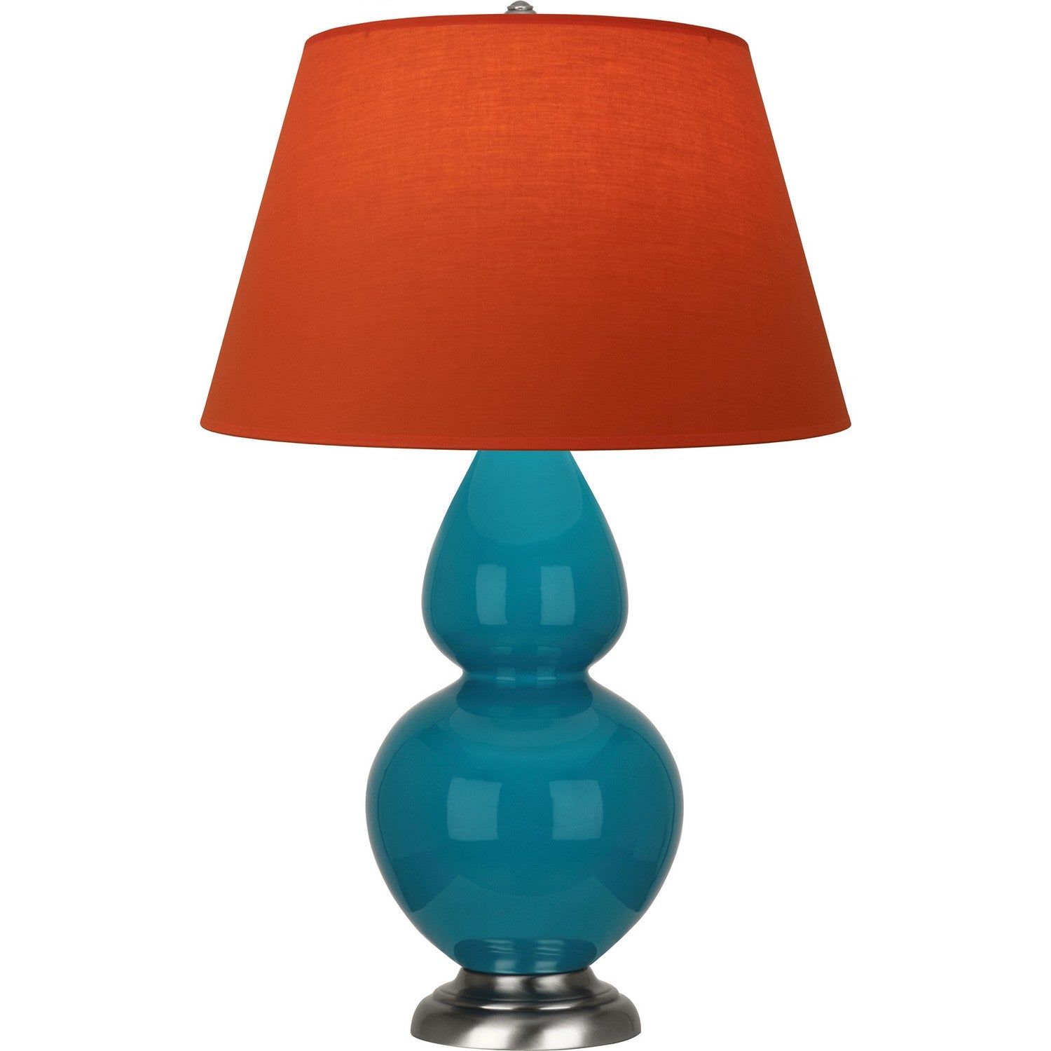 Robert Abbey - 1753T - One Light Table Lamp - Double Gourd - Peacock Glazed Ceramic w/Antique Silvered