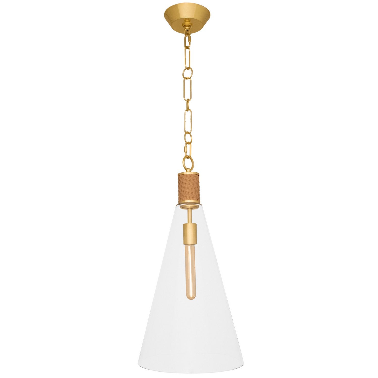 Robert Abbey - 479 - One Light Pendant - Hatteras - Natural Rope w/Modern Brass/Clear Glass Shade