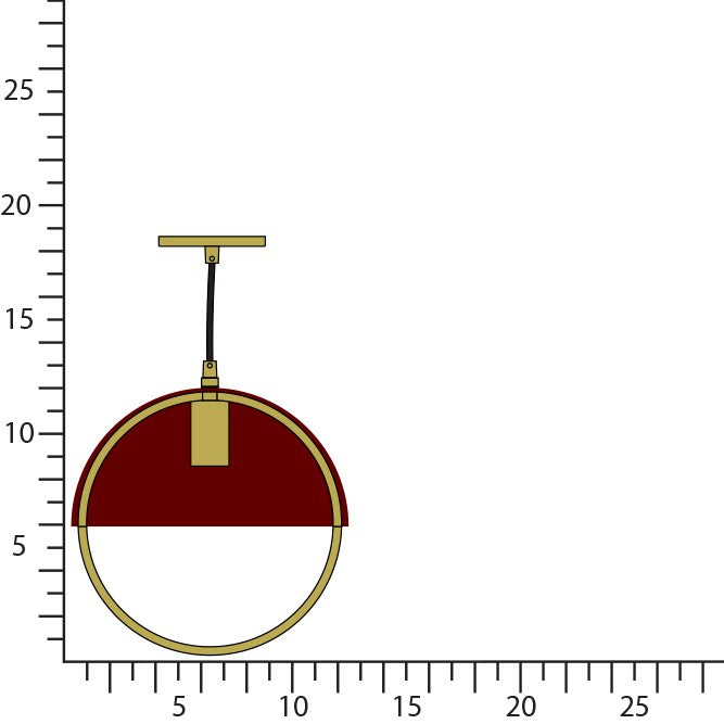 Robert Abbey - 602OX - One Light Pendant - Mavisten Edition Copernica - Lacquered Burnished Brass w/Oxblood Painted Metal Shade