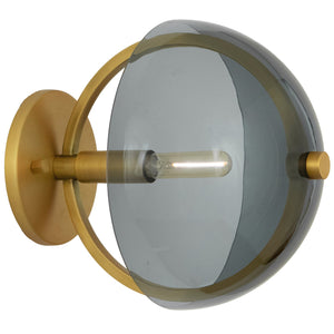 Robert Abbey - 604 - One Light Wall Sconce - Mavisten Edition Copernica - Lacquered Burnished Brass w/Smoked Glass Shade
