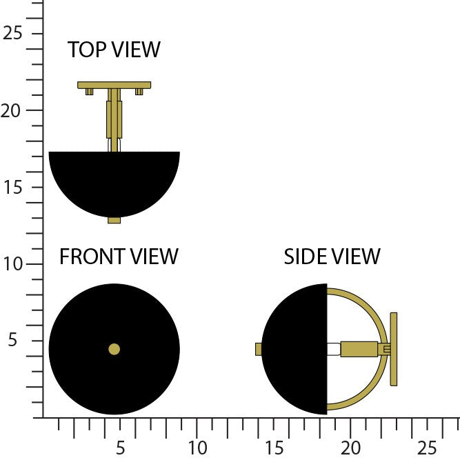 Robert Abbey - 604BLK - One Light Wall Sconce - Mavisten Edition Copernica - Lacquered Burnished Brass w/Piano Black Painted Metal Shade