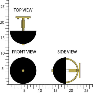 Robert Abbey - 604BLK - One Light Wall Sconce - Mavisten Edition Copernica - Lacquered Burnished Brass w/Piano Black Painted Metal Shade