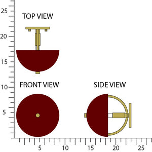 Robert Abbey - 604OX - One Light Wall Sconce - Mavisten Edition Copernica - Lacquered Burnished Brass w/Oxblood Painted Shade