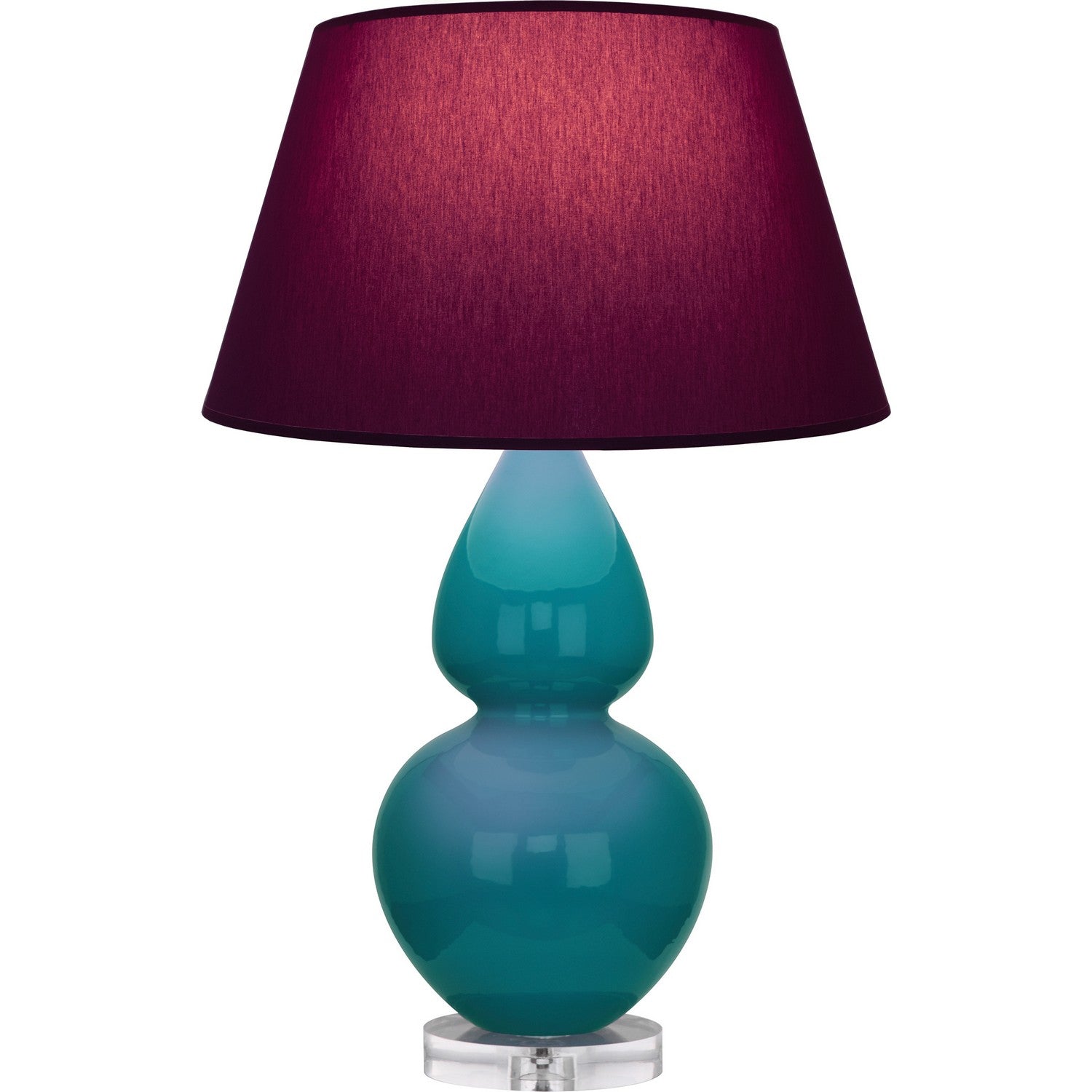 Robert Abbey - A753P - One Light Table Lamp - Double Gourd - Peacock Glazed Ceramic w/Lucite