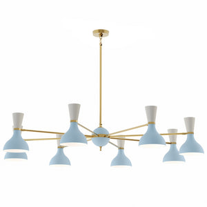 Robert Abbey - BB08LY - Eight Light Chandelier - Clare - Modern Brass w/Baby Blue/Lily Painted Shades