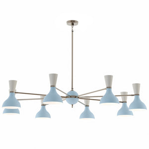 Robert Abbey - BB09LY - Eight Light Chandelier - Clare - Polished Nickel w/Baby Blue/Lily Painted Shades