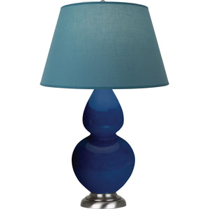 Robert Abbey - CT22B - One Light Table Lamp - Double Gourd - Cobalt Glazed Ceramic w/Antique Silvered