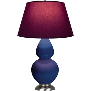 Robert Abbey - CT22P - One Light Table Lamp - Double Gourd - Cobalt Glazed Ceramic w/Antique Silvered