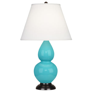 Robert Abbey - EB11X - One Light Accent Lamp - Small Double Gourd - Egg Blue Glazed Ceramic w/Deep Patina Bronzeed