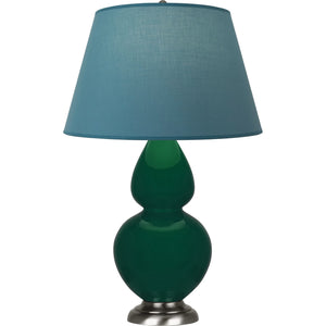 Robert Abbey - JU22B - One Light Table Lamp - Double Gourd - Jungle Glazed Ceramic w/Antique Silvered