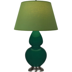 Robert Abbey - JU22G - One Light Table Lamp - Double Gourd - Jungle Glazed Ceramic w/Antique Silvered