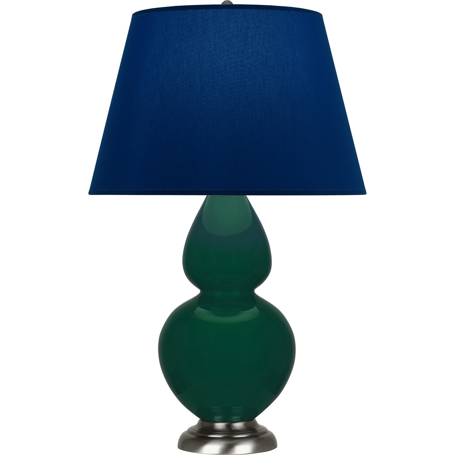 Robert Abbey - JU22N - One Light Table Lamp - Double Gourd - Jungle Glazed Ceramic w/Antique Silvered